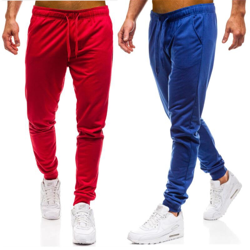 Men joggers elastic waist long trousers